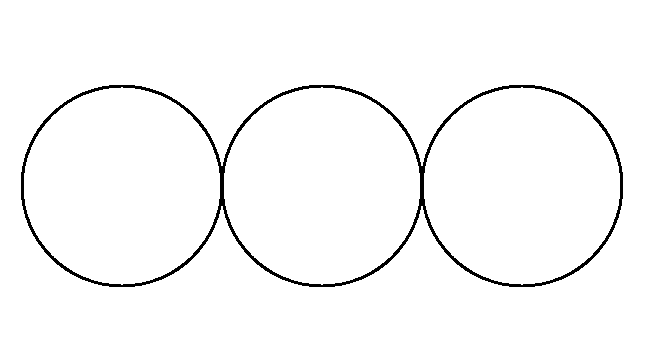 Three circles in a line